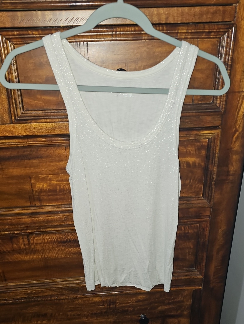 Aerie Womens White And Silver Shimmer Tank Top!! Sz Small! Like New